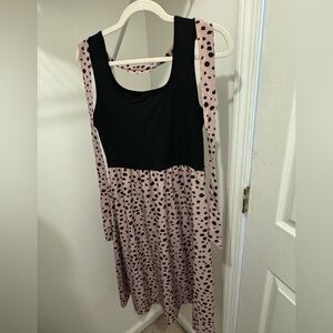Stylish Black and Pink Polka Dot Dress